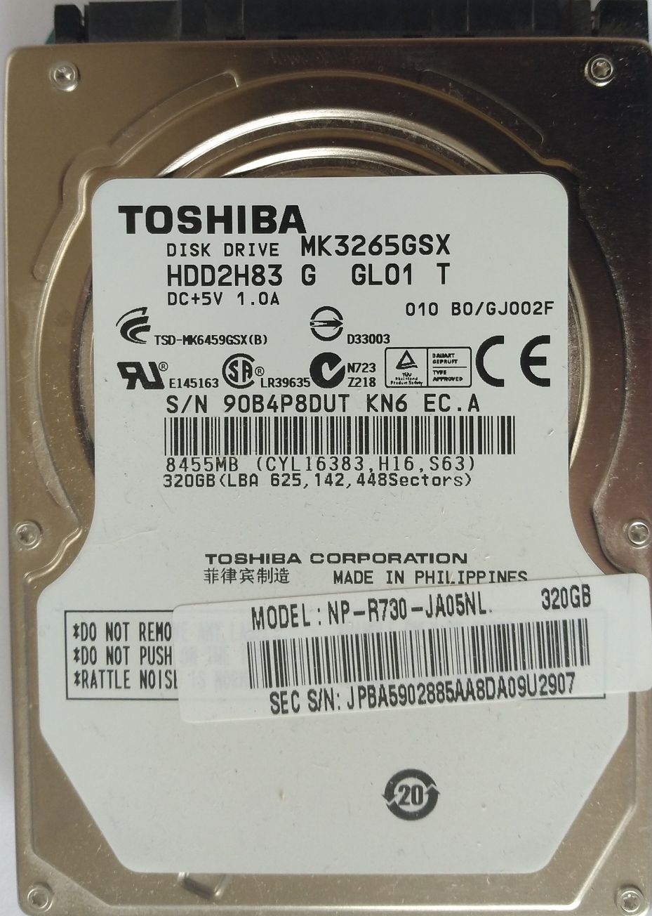 HDD SATA/300 2.5" 320GB / Toshiba MK3265GSX